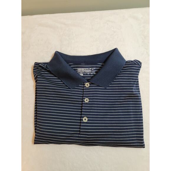Nike Golf Tour Performance Polo Shirt Mens 2XL XXL Blue Striped Dri-Fit - Picture 1 of 12